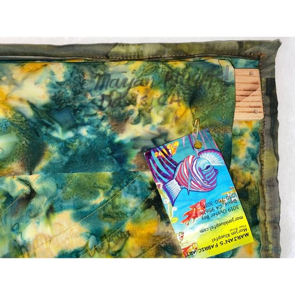 Marjan’s Fabric Art 29" x 20" Kluepfel Hillside Hand Dyed Green Yellow Handmade - Picture 8 of 9